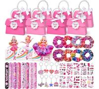 Toyssa Rosa Gadget Compleanno Bambini con Sacchetti Regalo, Scrunchies, Portachiavi, Tatuaggi Temporanei, Braccialetti Slap, Regalini Fine Festa Compleanno per Bambini, Gadget Pignatta Bambina