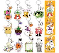 Toyssa Set di 12 Portachiavi Halloween Con Carta Posteriore, Portachiavi Acrilico Carino, Halloween Gadget Compleanno Bambini Regalini Fine Festa Compleanno