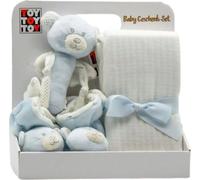ToyToyToy Coperta e Scarpette per Bebè - Orsetto di peluche, Azzurro - 1 pz.
