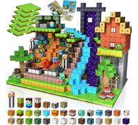 ToyUnited Blocchi magnetici da costruzione 200 pezzi con piastre di erba: costruisci la tua porta di viaggio nel tempo! Con miniera, binari e casetta di blocco, set di mattoncini magnetici per bambini