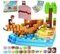 ToyUnited Costruzioni Magnetiche per Bambini - Set Pirati e Isola del Tesoro 100 Pezzi, Cubi Magnetici Educativi Montessori, Giocattolo Creativo Mare, Regalo Compleanno Ragazzo e Ragazza 3+ Anni