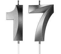 TOYVENTURES Candele per 17° compleanno, numeri per torte, candele Happy 17 Birthday 3D progettate per anniversario di matrimonio, decorazione per torta