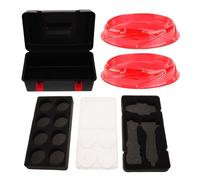 Toyvian 1 Set di custodia organizer per trottole da combattimento: scatola di trasporto in plastica con maniglia e arena rossa - contenitore di stoccaggio con inserti in spugna per trottole e