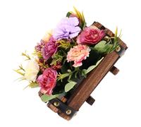 Toyvian 1 Set Fioriera in legno artificiale vaso di fiori d'epoca piccolo arredamento retrò vaso per piante a forma di botte fiori finti con vaso di fiori di legno