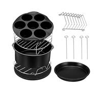 Toyvian 1 Set Set di accessori ad aria friggitrice bistecchiera antiaderente Panna della pizza tortiera griglia per barbecue kit pentole ad aria kit pentole per friggere Metallo Nero