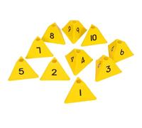 Toyvian 10 Coni da Calcio Triangolari Numerati Gialli, Marcatori per Campi Sportivi e Allenamento Calcio, Coni Posizionali Resistenti per Esercizi Indoor e Outdoor, Attrezzatura