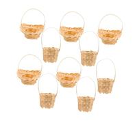Toyvian 10 Mini cestino in rattan mini cestino portaoggetti con manico per l'artigianato Tiny House Cash Accessori delle bambole bambù Beige