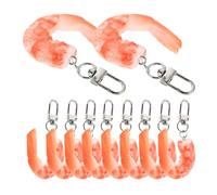 Toyvian 10 Oggetti Gamberi Simulati Portachiavi Gamberetti Finti Ciondolo Cibo Cotto Realistico Gamberetti Keychain Simulato Gamberi Pvc D'oro
