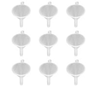 Toyvian 100 Pezzi Imbuti Professionali Trasparenti in Plastica per Erogazione Liquidi e Riempimento Profumi, Mini Imbuti Leggeri per Cosmetici e Oli Essenziali, Utensili per Uso