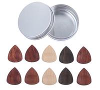 Toyvian 10pezzi Wood Guitar Picks Plectrums Mixed Colors with Storage Box for Acoustic and Electric Guitars and Comfortable Design for Musicians