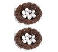 Toyvian 12 Pezzi Decorazioni Nido Artificiale in Rattan con Nidi e Uova Pasquali Simulate per Decorazioni Feste e Ambienti Interni