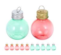 Toyvian 12 Pezzi Palline di Plastica Trasparente Tappo Anello Bottiglie Sferiche Riempibili per Decorazioni Natalizie Progetti DIY Arte con Sabbia e Bomboniere Festive