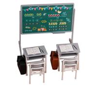 Toyvian 13 Pezzi di Materiale Scolastico in Miniatura - Materiale Scolastico per Bambole, Accessori per Mini Case Delle Bambole, Include Un Set di Sedie da Scrivania, Una Cartella per Un Libro con