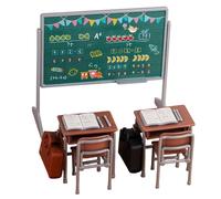 Toyvian 13 Pezzi di Materiale Scolastico in Miniatura - Materiale Scolastico per Bambole, Accessori per Casa Delle Bambole in Scala 1:12, Include Set di Scrivania E Sedia, Zaino per Lavagna E Libro