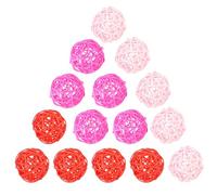 Toyvian 15 Palline di Rattan Intrecciate Mini da 5 Cm, Decorazioni per Feste e Arredamento Casa in Rosa, Rosa Scuro e Rosso, Accessori Fotografici per Eventi e Party