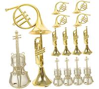 Toyvian 15pezzi Addobbi Albero Di Natale Strumenti Musicali Decorativi in Miniatura Per Ghirlande e Decorazioni Natalizie Con Violino Corno Dritto e Corno Curvo Accessori Te Per Festa Nata