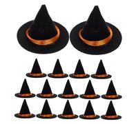 Toyvian 16 Mini Cappelli Strega in Nero Tappi Vino Decorativi Resistenti per Halloween Accessori Creativi per Dollhouse e Feste Tema