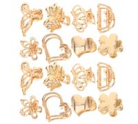Toyvian 16 Pezzi Mini Mollette per Chioma in Metallo Oro, Set da 3, Fiore | Donne e Ragazze, Leggere e Tenuta Sicura, Forme Cuore e Fiocco, Uso Quotidiano e Feste