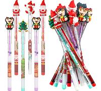 Toyvian 16Pack Matite di Natale Matite Non per Affilare Matite a Punta Impilabile Matita Push Bambini Matita Impilabile Babbo Natale Albero Cervo Pupazzo di Neve Matite di Natale