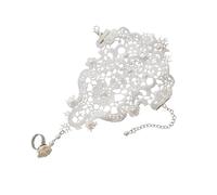 Toyvian 1pezzi Bracciale da Dito in Pizzo Retrò Anello Integrato Braccialetto Elegante per Sposa Realizzato in Pizzo e Perline per Esprimere i Tuoi Sentimenti