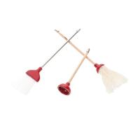 Toyvian 1set Accessori Miniatura Per Dollhouse Mini Mop Scopetta e Sturalavandini Materiale Robusto Per Pulizia Realistica Bagni e Spazi Ristretti