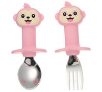 Toyvian 1set Utensili Per Ragazzo Ragazza e Inossidabile Cucchiaio e Forchetta Con Manico Antiscivolo Per Ragazzo Ragazza Per Apprendimento Alimentazione e Svezzamento Design Monello