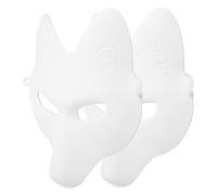 Toyvian 2 Maschere Volpe Bianche da Dipingere per Adulti e Maschere Animali per Halloween Cosplay e Mascherate Accessori per Feste Diy e Attività Genitore Figlio