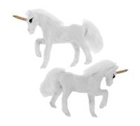 Toyvian 2 Miniature Realistic Unicorn Figurines in Soft Faux Wool Lifelike Animal Toys For Home Decoration Photography Props And Creative Play