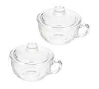 Toyvian 2 pezzi Bicchieri in Vetro per Bere con Coperchio Tazze Multiuso per Colazione Latte Tè e Acqua Design Semplice con Base Antiscivolo Capacità Facili da Pulire