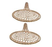 Toyvian 2 pezzi Cappello in Bambù traforato Beige Naturale Accessorio Coreografico e Paralume Decorativo per Casa e Danza Design Manuale e Materiale Resistente