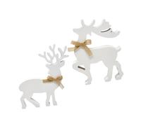Toyvian 2 Pezzi Decorazioni Natalizie Legno Bianco Statue Renne Rustiche per Tavolo Mensola Finestra Decorazioni Natalizie Country per Casa e Festa Natale