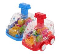 Toyvian 2 pezzi di macchinine giocattolo per bambini: macchinina trasparente con ingranaggi per bambini piccoli - veicolo in plastica a frizione, giocattolo Montessori per bambini