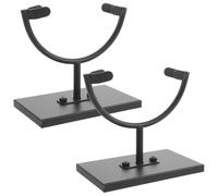 Toyvian 2 Pezzi Espositore in Metallo Nero per Rocce Piatte e Agate, | Supporto Compatto Base Larga, per Scrivanie e Vetrine Museali, Mantiene i Pezzi Diritti