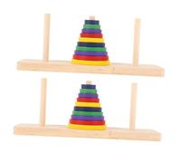 Toyvian 2 Pezzi Gioco da Tavolo Torre di Hanoi in Legno Colorato Rompicapo Intellettuale per Adulti e Gioco e per Feste e Relax