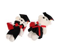 Toyvian 2 Pezzi La bambola del dottor orso giocattolo ripieni di laurea peluches figura dell'orso delicato orso di peluche bambola dell'orso dei cartoni animati tessuto non tessuto Nero