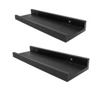 Toyvian 2 Pezzi Mensola a Muro Galleggiante in Legno Nero 30cm con Bordi Spessi e Labbro, Resistente a Polvere e Impronte, per Bagno e Ufficio, Previene lo Scivolamento degli Oggetti