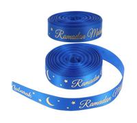 Toyvian 2 Pezzi Nastro per Eid Mubarak in Poliestere Blu Elegante per Decorazioni Ramadan e Confezioni Regalo, Versatile per Festa e Creazione di Ghirlande Delicate
