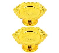 Toyvian 2 Pezzi Piatto delle Offerte Buddista in Plastica Oro per Frutta e | Design Elegante Intagli Decorativi, per Templi e Altari, come Centrotavola