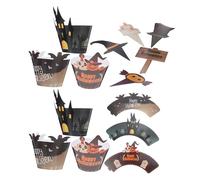 Toyvian 2 Set Decorazioni Cupcake Halloween Pirottini in Carta con Pipistrello Teschio e Fantasma Topper Resistenti per Feste e Shower Decorazioni Versatili per Torte Bevande e Tavola