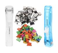 Toyvian 2 Set Dispenser di Mini Graffette a Molla Portatile per Fogli e | Riutilizzabile e Ricaricabile, Corpo in Metallo e Plastica, con Ricariche Incluse, per Studio e Vigilanza