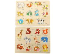 Toyvian 2 set Puzzle in Legno per Pomelli Animali Colorati Giocattoli Educativi Montessori per Apprendimento Colori e Forme Regalo Sicuro e Resistente per Ragazzo Ragazza
