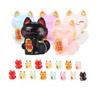 Toyvian 20 Miniature Cat Resin Ornaments Compact Lucky Chinese Fortune Cats For Micro Landscape Bonsai Desktop Decor Symbolizing Wealth And Happiness