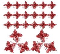 Toyvian 24 Farfalle Natalizie Glitterate per Albero di Natale Decorazioni per Feste e Ghirlande Farfalle Polvere Glitter per Addobbi Natalizi Decorazioni per Casa e Composizioni