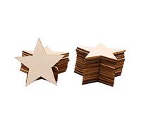 Toyvian 25 pezzi stelle in legno a forma di stella per fai da te e dipingere, dischi di legno naturale, per matrimonio, decorazione da tavolo per albero di Natale, 5 cm