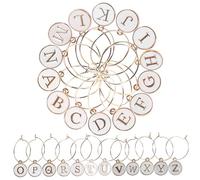 Toyvian 26 pezzi Marcatori Decorativi per Bicchieri da Vino Anelli Identificatori con Lettere Accessori Eleganti per Feste Bomboniere e Topper Calici Decorazione Pratica e Riconoscibile