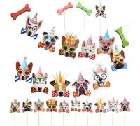 Toyvian 27 Pezzi Compleanno Cane Decorazioni per Feste Tema Cuccioli con Striscione di Carta e Inserti per Torta Colorati Adatti per Feste di Compleanno Animali Facili da Installare