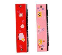 Toyvian 2pezzi Cartoon Wooden Harmonica Kids Harmonica with Bear and for Beginners and Music Playtime