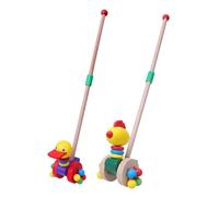 Toyvian 2pezzi Giocattolo Per Spinta Legno Per Carrello Camminare Con Anatra e Pollo Giocattolo Didattico Facile Da Installare e Rimuovere Design Accattivante
