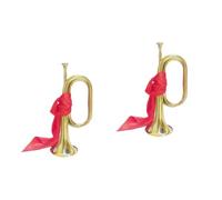 Toyvian 2pezzi Strumento Musicale Bugle Metallo Per Insegnanti e Principianti Per Banda e Orchestra Design Elegante Con Fascia Rossa Facile Da Suonare e Maneggiare