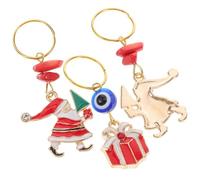 Toyvian 3 Pezzi Accessori per Chioma Trecce in Lega Pendenti Natalizi Babbo Natale Campanella e Scatola Regalo per Creazioni di Gioielli e Feste